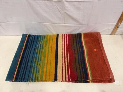 Large Colorful Striped Area Rug, Approx. 42"x92", Multi-Color Handwoven Flatweave