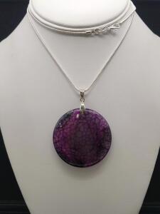 119ct. Natural Rainbow Dragon Vein Agate Gemstone Round 24" Necklace