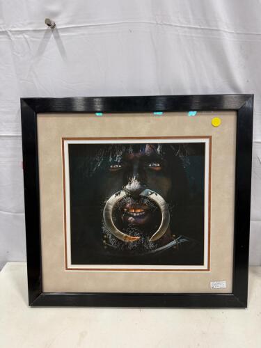 Framed Ethnographic Portrait Photograph &ndash; Black Wood Frame, Matted, Vibrant Cultural Detail, 24"x24"