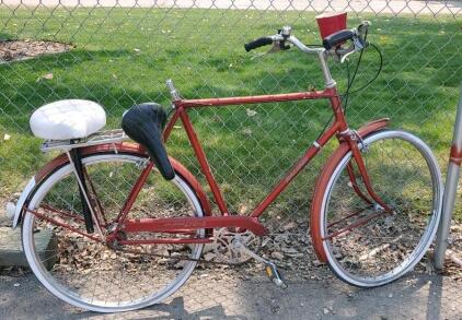 Raleigh LTD-3 3-Speed Vintage City Bicycle, Red, Fenders, Rear Rack, Accessories