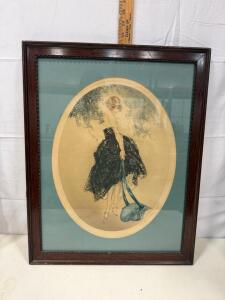 Louis Icart "Le Bonnet Bleu" Framed Lithograph, 22.5" x 18.5"