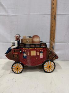 Wells Fargo Stagecoach Ceramic Cookie Jar 2003, 10.5" Multicolor, Passengers & Luggage