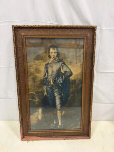 "The Blue Boy" by Thomas Gainsborough, 1930s Edward Gross Co. Framed Lithograph, 15" x 19"