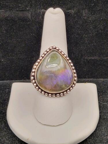 Flashy Labradorite Gemstone Ring, Size 9