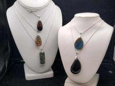 (5) Beautiful Natural Gemstone Necklaces