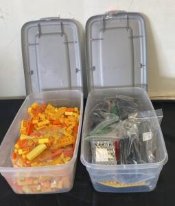 Bulk LEGO&reg; Classic & Technic Bricks Assorted Colors ~800 Pieces w/ 2 Storage Bins