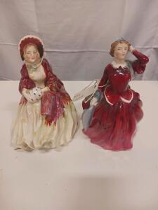 Royal Doulton "Winsome" HN2220 Lady Figurine, 7.5" Bone China, Red Dress, Designed by Peggy Davies
