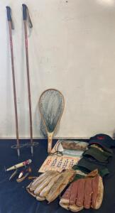 Vintage Skilom Norway Wooden Ski Poles, 52&ndash;54 in, Black Grips, Metal Baskets, 1960s-70s Pair and More