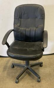 Black High-Back Swivel Office Chair with Fixed Armrests and Casters
