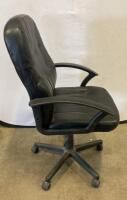 Black High-Back Swivel Office Chair with Fixed Armrests and Casters - 2
