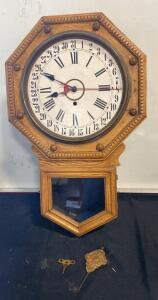 Wm. L. Gilbert Clock Co. 'Admiral' Schoolhouse Regulator Wall Clock, ca. 1890&ndash;1910