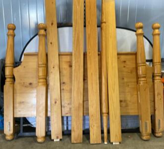 Queen Size 4-Poster Pine Wood Bed Frame, Light Honey Finish, Solid Wood, Includes Support Base