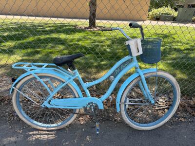 Huffy Nel Lusso 26" Beach Cruiser Bike, Light Blue, Single-Speed, Coaster Brake, Front Basket, Rear Rack