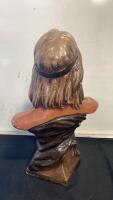 Native American Bust Sculpture with "NAMAP" Inscription, Painted Ceramic, 20&rdquo; Inches Tall - 3