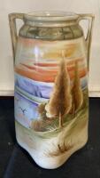 Hand-Painted Nippon Porcelain Vase, THE GNROTH Studios, Two Handles, Japan ca. 1891&ndash;1921