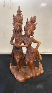 Hand-Carved Balinese Wooden Dancer Sculpture, 12.5" H x 8.75" W x 4.7" D, Suar or Crocodile Wood