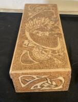 Hand-Carved Wooden Box Set with 3 Pairs Decorative Chopsticks & Beaded Covers, Native American Design - 3