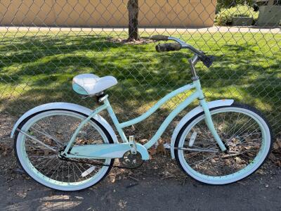 Single Speed Cruiser Bicycle, 26-Inch Wheels, Light Blue, Fenders, Coaster Brake, Medium Frame