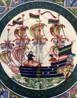 Tominaga Toen Japanese Imari Charger Plate, Dutch Ship & Traders, 12&rdquo; Hand-Painted Porcelain - 2