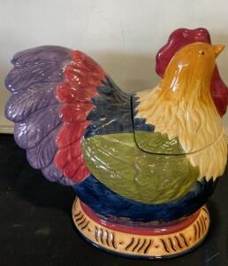 Hand-Painted Ceramic Rooster Cookie Jar &ndash; Multicolored, 11.5" Tall, 48 oz Capacity