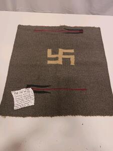 Pre-WWII Chimayo Weaving Blanket, Whirling Log Motif, Handwoven Wool, 36"x36", New Mexico