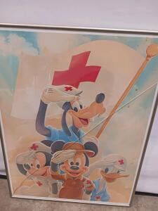 Disney Framed Art Print &ndash; Mickey & Friends Red Cross Nurse Theme, 24x30 inches R-9 Glass Needs Replace