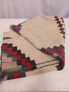Handwoven Southwestern Navajo-Style Wool Rug, Geometric Stepped Pattern, Approx. 36"x24"