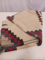 Handwoven Southwestern Navajo-Style Wool Rug, Geometric Stepped Pattern, Approx. 36"x24"