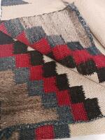Handwoven Southwestern Navajo-Style Wool Rug, Geometric Stepped Pattern, Approx. 36"x24" - 4