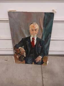 Original Oil Portrait of Man in Suit, 30x20 Inches, Unframed