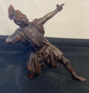 Japanese Samurai Warrior Brass Statue, Archer Stance,Detailed Period Clothing