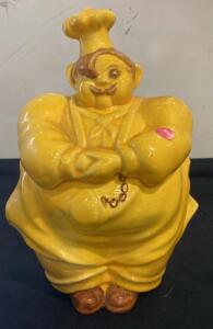 Vintage 1950s Robinson Ransbottom Chef Ceramic Cookie Jar, 11" Tall