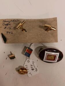 Vintage Mixed Lot: Gold-Tone Cufflinks, Denver &rsquo;76 Olympic Pin, Spain Novelty Pin, 5 Pcs