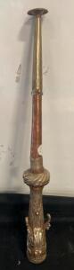 Antique Brass & Copper Dragon Head Ceremonial Horn, 20" Tibet/Nepal, Ornate Design