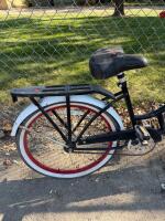 Black Cruiser Bicycle &ndash; 26" Wheels, Single Speed, Rear Rack, Basket, Steel Frame - 3