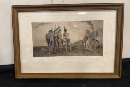 George de Forest Brush "Before the Battle" Framed Photogravure Print 13&rdquo;x18&rdquo;