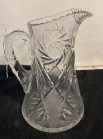 American Brilliant Period Cut Glass Water Pitcher with Starburst and Hobstar Patterns - 3