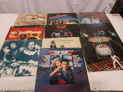 Vintage Vinyl LP Lot &ndash; Elvis, Fleetwood Mac, Doobie Brothers, Saturday Night Fever, Top Gun