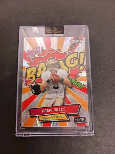 Drew Brees Wild Card COMIX BAANG! 2025 Football Card, Serial #15/18, Holofoil, Quarterback