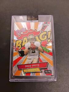 Drew Brees Wild Card COMIX BAANG! 2025 Football Card, Serial #15/18, Holofoil, Quarterback