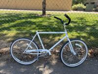 White Steel Single-Speed Street Cruiser Bike, 26" Wheels, Coaster Brake, Frame 18-19", No Saddle