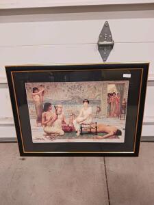 Framed Lawrence Alma-Tadema "A Favourite Custom" Art Print 28"x22.5" Black/Gold Mat