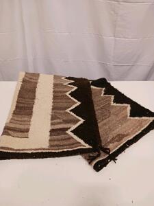 Navajo Handwoven Wool Rug, Geometric Pattern, Earth Tones, Dealer Tag