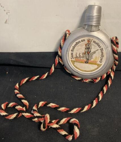 German WWII Commemorative Canteen/Flask with Dual-Sided Decoration and Twisted Cord