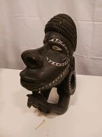 African Tribal Carved Wooden Bust, Baule Style, 10&ndash;12" Tall, Mid-20th Century - 3