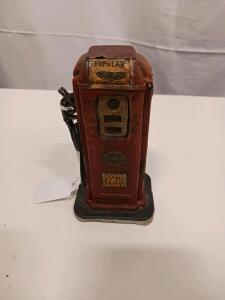 Vintage-Style Popular Gas Pump Miniature, Red, 1940s-1950s Replica, Desk Collectible