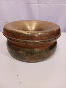 Antique Brass Spittoon, Classic Wide-Rim Cuspidor, ca. 1900, Patinated Finish, 12"x6"