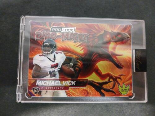 Michael Vick 2025 Wild Card Pro-Look Dino-Might Alumination #10/25, Limited Edition Football Card