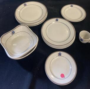 Shenango China SC Native American Head Hotel Dinnerware Set, 11 Pc, RimRidge E16, Vintage USA