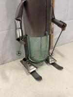 Metal Skier Wine Bottle Holder, Handcrafted Novelty Caddy, 14" Tall with Glass Bottle - 3